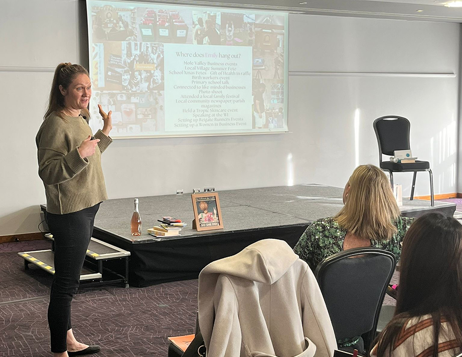 Jess delivering a speach for Woman in Chiropractic