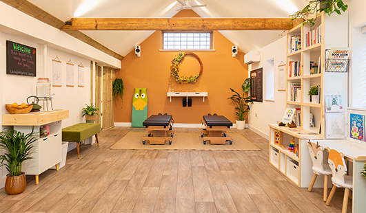 Inside of Thrive studio showing benches